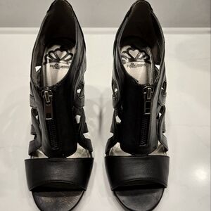 Fergalicious strappy black heels size 8.5